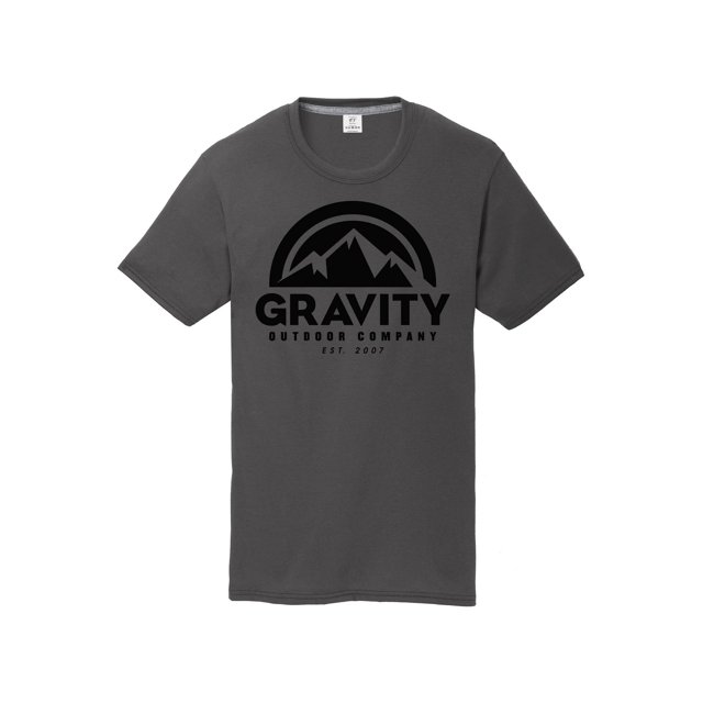 Gravity Outdoor Co. Youth Performance T-Shirt - Black Logo - Charcoal - Large
