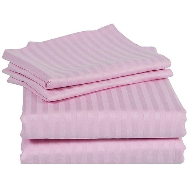 500 Thread Count 4 Piece Quality Sheet Set 21 Inch Deep Pocket 100% Egyptian Cotton Stripe Pattern