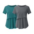 thumbnail image 2 of Vêtements de Grossesse Offres de l'Action de Grâce Liquidation Été Vêtements de Maternité pour Femmes Col Rond Manches Courtes Volants Pli Hauts de Grossesse, 2 of 5