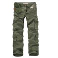 thumbnail image 1 of RXIRUCGD Men's Solid Color Multi-pocket Washed Cargo Pants Outdoor Casual Pants, Army Green, Size: 3XL, 1 of 2