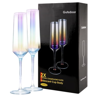 Flûtes à Champagne en Cristal Iridescent pour Mariage, Ensemble de 2 – Verres en Verre Coloré pour Mariée et Marié pour Fiançailles, Anniversaire, Idées de Cadeau d'Anniversaire et de Remise des Diplômes