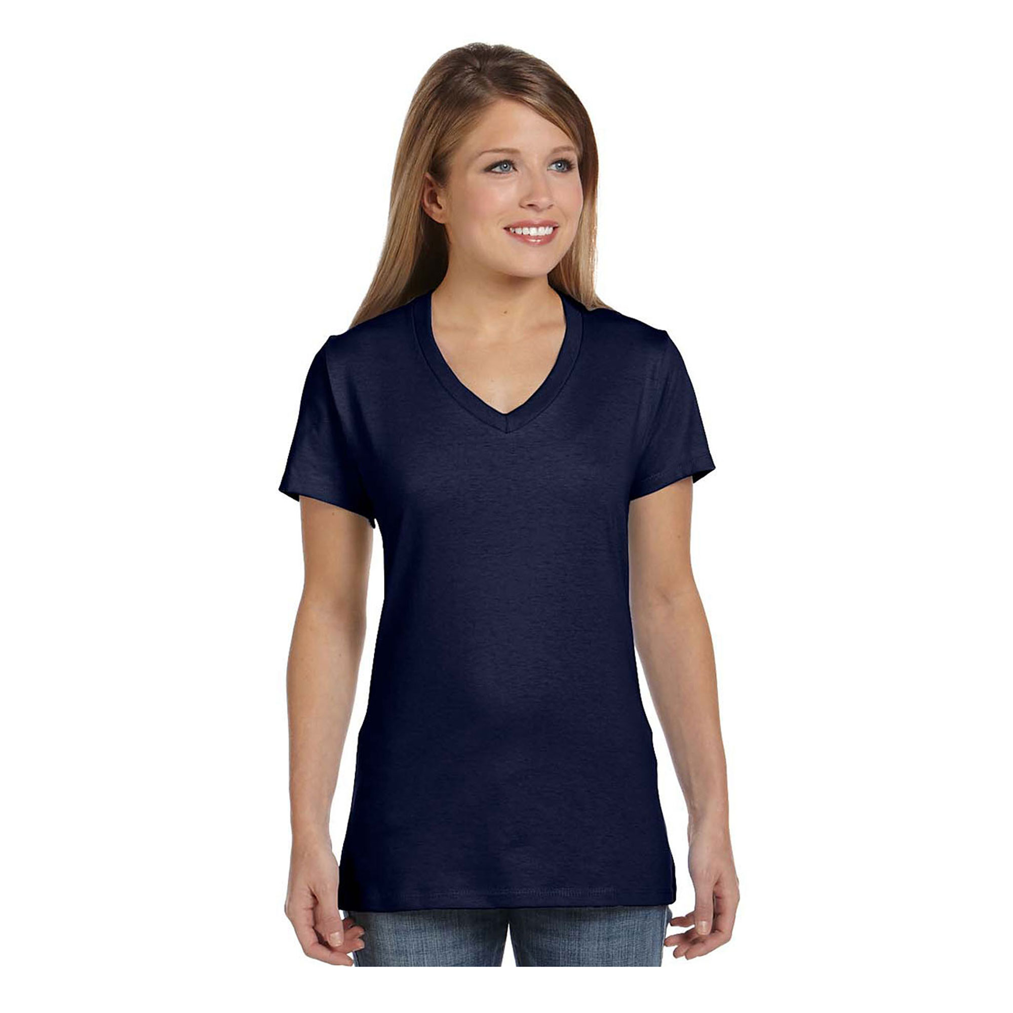 Hanes T-Shirt à Col en V pour Femmes en Coton Ringspun Nano-T, Style S04V
