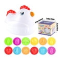 thumbnail image 3 of Fesfesfes Easter Egg Matching Learning Toy Pieces Hen Storage Box on Wheels Multiple Shapes Colors Fine Motor Skills Sensory Activity Plaything, 3 of 5