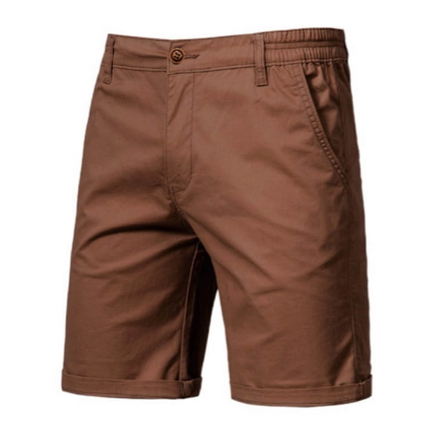 Yuzhih Summer Shorts for Men Slim Stretch Twill Flat Front Shorts Basic Solid Color Lounge Shorts with Pockets