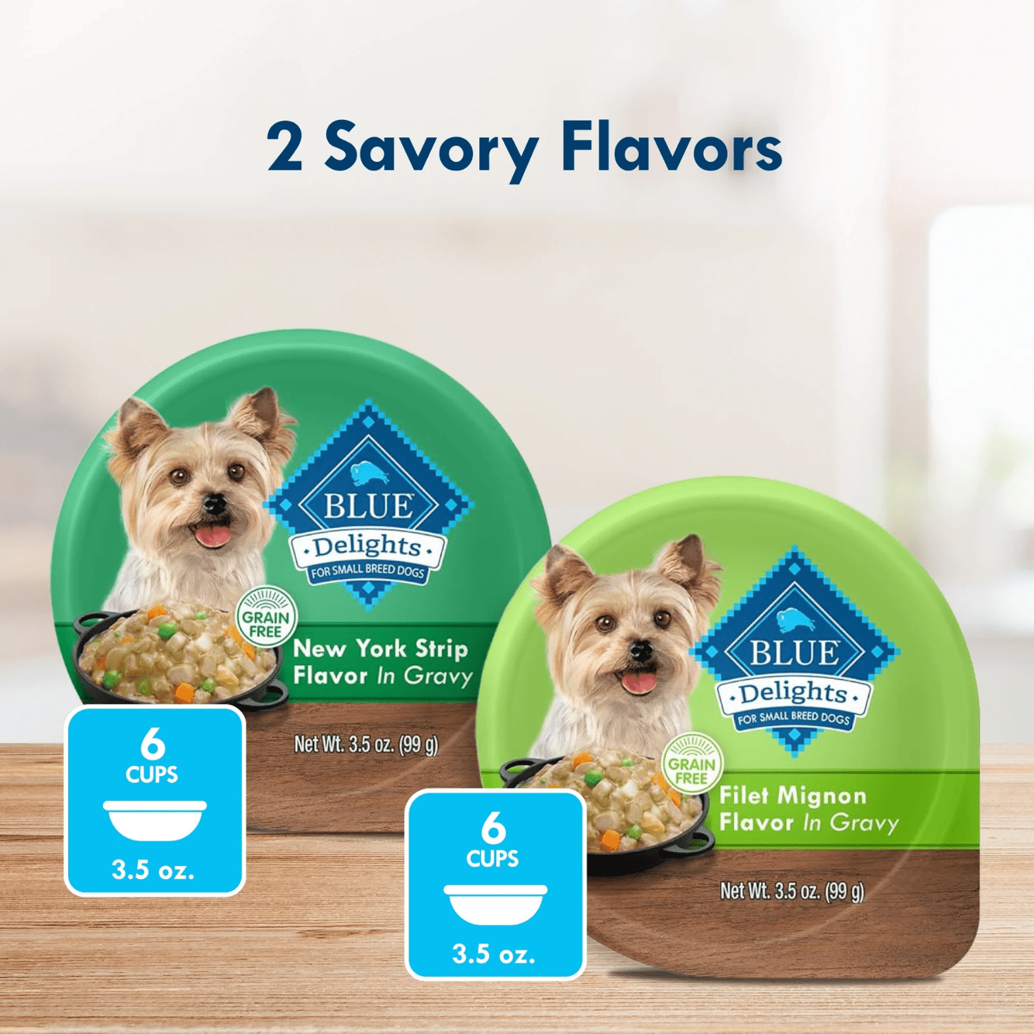 Blue Buffalo Delights Assortiment de Nourriture Humide pour Chiens de Petite Race, Filet Mignon & contre-Filet de Bœuf 500g