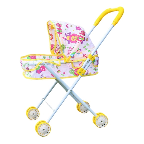 Lipstore Baby Doll Stroller Doll Accessories Push Pram for Little Girls Boys Children Yellow