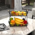 thumbnail image 4 of PRETXORVE 2 Tier for Kitchen Counter, Bread Vegetable Storage Basket Fruit Bowl Stand Detachable Metal Produce Basket, 4 of 9