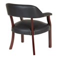 thumbnail image 2 of Fauteuil d'Appoint Traditionnel en Vinyle Noir et Pieds en Acajou, 2 of 5