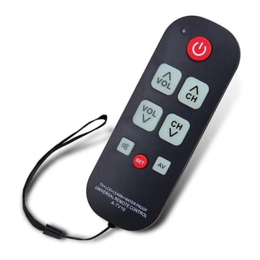 A-TV10 TV Remote for Seniors Universal Controller Simple Waterproof Remote Control with LED Light for All TV Models