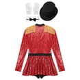 thumbnail image 4 of iiniim Womens Sequin Leotard Circus Halloween Cosplay Costume Adults Ravishing Ringmaster Costume Set Red S, 4 of 8