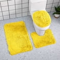 thumbnail image 4 of Meitianfacai Solid Color Bath Mats 3 Set Bathroom Rugs for 3 Pcs Toilet Mats Universal Soft Comfortable Water Absorption Non-Slip Thick Machine Washable Easier to Dry Dark(Yellow), 4 of 8