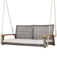 thumbnail image 1 of Patiojoy Patio 2-Person Rattan Porch Swing Chair with 118' Hanging Ropes and Seat Cushion, Off White, 1 of 7