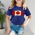 thumbnail image 2 of PMVFHDE Canada Day T-Shirt à Motif Imprimé Feuille d'Érable pour Filles, Manches Courtes, Chemise à Rayures pour Filles, T-Shirt à Manches Courtes pour Filles, T-Shirt d'Été à Col Rond, Coupe Décontractée, Chandails de Base, 2 of 4