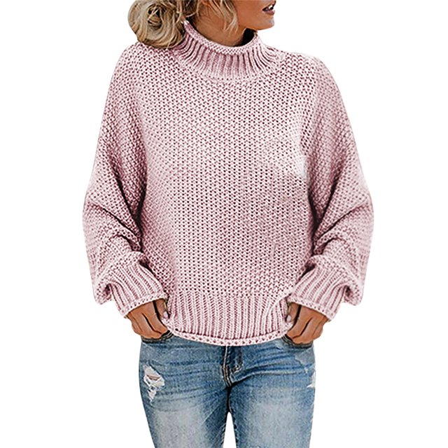 IROINID Pull à Col Rond en Tricot pour Femmes, Couleur Unie, Manches Longues, Ample