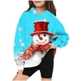 thumbnail image 2 of Chandail à Col Rond pour Filles, Chandail de Noël pour Enfants à Manches Longues, T-shirt à Motif Imprimé, Haut Court à Col Rond, Chandail à Capuchon pour Garçons et Filles Bleu 5 Ans, 2 of 3