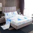 thumbnail image 1 of Erosebridal Initial L Letter Sheet Set Full, Blue Ribbon Full Sheet Sets, Chic Monogrammed Bedding Sets Full Size, Microfiber Bedroom Decor, 4pcs, 1 of 7