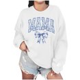 thumbnail image 1 of Culottes pour Femmes Manches Longues Mama Chandails en Molleton Col Rond Chandail Ample Léger Blouse Hauts S Blanc, 1 of 7