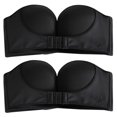 thumbnail image 1 of WZXFASHION Womens 2PCS Solid Color Strapless Non Slip Adjustment Rimless Dress Bra F Cup Bra Black 80F, 1 of 9