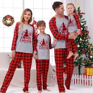 Black Friday Deals 2022! Pisexur Christmas Pajamas for Family, Merry Christmas Classic Plaid Xmas Tree Sleepwear for Matching Family Christmas Pajamas Sets, New Year's Pajama Party