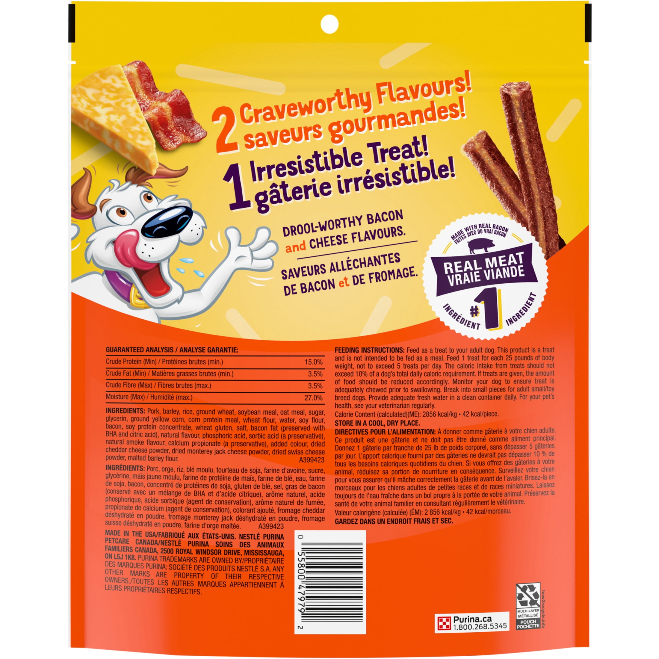 Beggin' Flavour Stix Aux saveurs de Bacon et de Fromage Cheddar et Jack, Gâteries en bâton à mâcher pour chiens 708 g