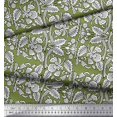 thumbnail image 3 of Soimoi Polyester Crepe Fabric Leaves & Floral Block Print Fabric by Yard 42 Inch Wide, 3 of 3