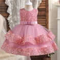 thumbnail image 2 of Birdeem Girls Summer New Sleeveless Ruffled Lace Round-Neck Embroidery Mesh Princess Bow Skirt, 2 of 12