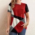 thumbnail image 2 of Diufon Hauts pour Femmes Grande Taille Printemps Été Manches Courtes Col Rond Chandails à Enfiler Chemises Décontractées Imprimées Blouses Amples, 2 of 6