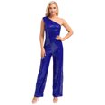thumbnail image 1 of inlzdz Combinaison Sans Manches pour Femmes une Épaule Robe de Soirée à Sequins Robe de Soirée Bleu L, 1 of 7
