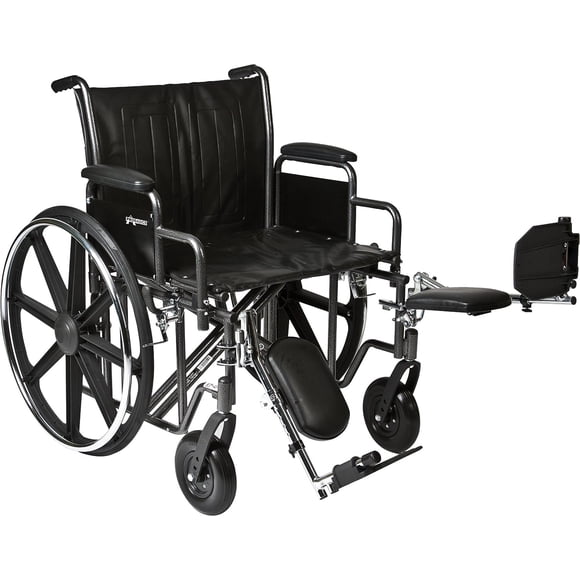 ProBasics K7 Heavy-Duty Wheelchair with 22" x 18" Vinyl Upholstered Seat, Removable Desk-Length Arms, and Elevating Legrests, Supports Patient Weights up to 450 pounds