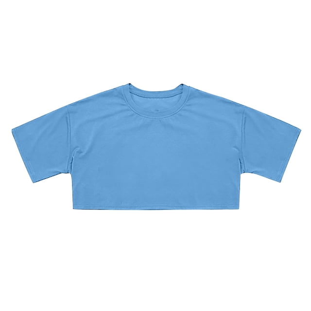 Crop Tops For Girls Short Sleeve Shirt Girls Summer Tops Neck Slim Fit Tops Basic Tee