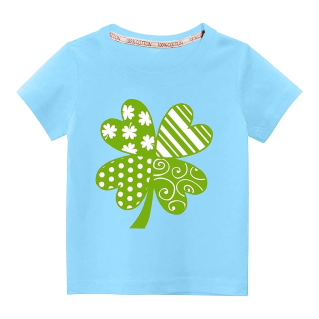 MeetoTime T-shirt Uni à Col Rond pour Tout-Petits Enfants Imprimé Fête de la Saint-Patrick Manches Courtes pour Garçons Filles