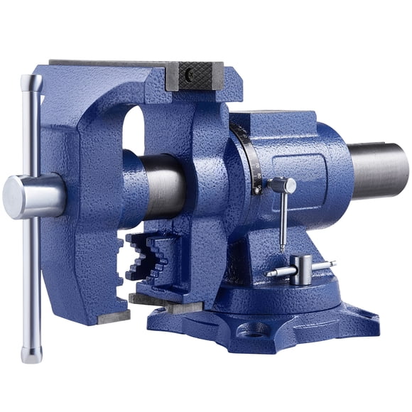 KFFKFF Heavy Duty Bench Vise, 6-1/2" Jaw Width, 5" Max Jaw Opening Multi-Purpose Ductile Iron Bench Vise with Anvil, 360° Swivel Base Head, 3" Throat, 5620 lbs Clamp Force