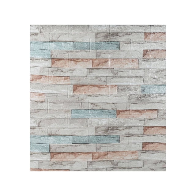Autocollant de Sol Auto-Adhésif Résistant à l'Usure – Autocollant Mural en Carreaux Mosaïque Pailletée 70x77 cm, Motif Brique Bleu Gris Rétro, Autocollant Mural pour Rénovation de Cuisine à la Maison, Autocollant Mural en Carreaux Adhésif Bricolage