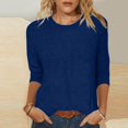 thumbnail image 1 of UPPADA 3/4 Shirts Chandails à Manches pour Femmes Mode Tendance Hauts Décontractés Col Rond Chandail Ample Confortable Doux Blouses Grande Taille Coupe Ample T - Décontractés Vêtements au Coude Hauts à Manches 3/4 pour Femmes Aubaines, 1 of 6