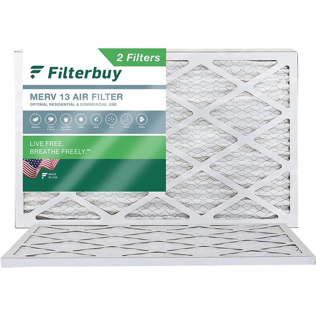 Filterbuy 10x18x1 MERV 13 Filtres à Air Plissés HVAC AC (2-Pack)