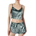 thumbnail image 1 of 2025 Ensembles de Pyjama pour Femmes Velours pour Femmes 2 Pcs Pyjamas pour Femmes Combinaison Tenue Sans Manches Pyjamas Confortables Haut Court Camisole + Shorts Pyjamas, 1 of 7