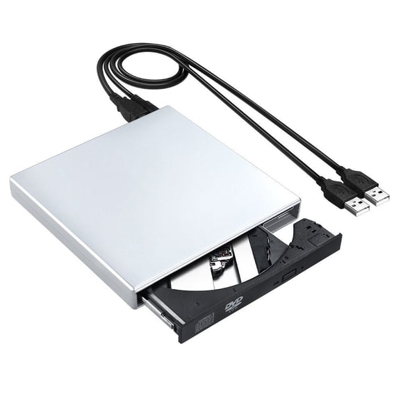 External CD DVD Drive USB 2.0 & USB-C Portable DVD CD ROM +/-RW Optical Drive Player Burner Reader Writer for Windows 11/10/8/7 Laptop Desktop Computer