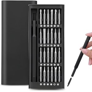 24 Dans 1 Mini Set tournevis avec boîtier Petit tournevis Set -tête plat & Phillips, tournevis Kit micro tournevis magnétique, tourne-vis pour joailier électronique, Pc Verres réparation