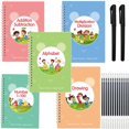 thumbnail image 1 of Estbridg Cahier d'Exercices Réutilisable Rainuré avec Stylos Livres d'Écriture Réutilisables Cahiers de Traçage Lettres Chiffres Mathématiques Maternelle Mots de Vue pour Enfants, 1 of 7