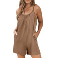 thumbnail image 1 of AherBiu Wide Leg Short Jumpsuits for Women Sleeveless Spaghetti Strap Summer Boho Rompers with Pockets, 1 of 7