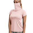thumbnail image 3 of BiZtdJrK T-Shirts de Protection Solaire à Manches Courtes pour Femmes avec Masque Facial, Maillot Dermoprotecteur d'Extérieur, Chemise de Pêche et de Randonnée, Haut Court Décontracté d'Été, Rose, TG, Cadeaux de la Fête des Mères, 3 of 8