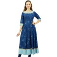 thumbnail image 1 of Bimba Kurta Imprimée pour Femme Kurti Anarkali Ethnique en Coton Robe Décontractée Bollywood/ Bleu Marine/ 26, 1 of 9