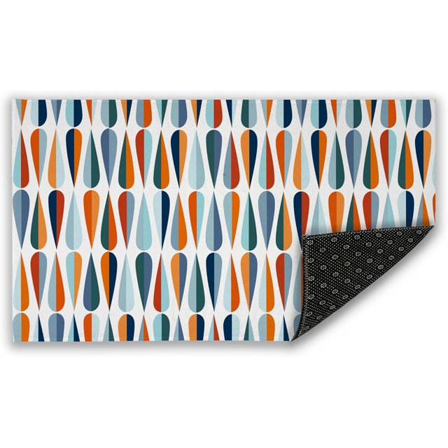 Retro Drop Shapes Front Door Mat: 17x30 NonSlip Waterproof Decorative Entrance Mat – Perfect for Indoor/Outdoor Use Kitchen and Home Interiors – Easy to Wash Stylish Design