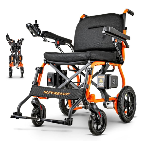 SuperHandy Fauteuil Roulant Électrique - Grande Capacité 300 Lb, Léger et Pliable, Doubles Moteurs Sans Balais 250 W, 4 Mi/h, Zéro Rotation, Frein Électromagnétique, Conception Portable pour une Mobilité Accrue