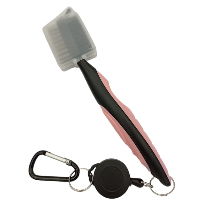 Redempat Stainless Steel Golf Club Brush Portable Solid Color Shoe Brushes Pink with Lid 1Set