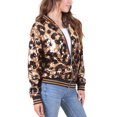 thumbnail image 3 of Womens Long Sleeve Sequin Front Zip Jacket Long Sleeve Ribbed Cuffs Outerwear Tops, 3 of 5