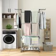 thumbnail image 2 of Patiojoy Foldable Clothes Drying Rack Oversized 4-Tier Collapsible Laundry Rack w/ 3 Retractable Trays Hanger Holders, 2 of 9