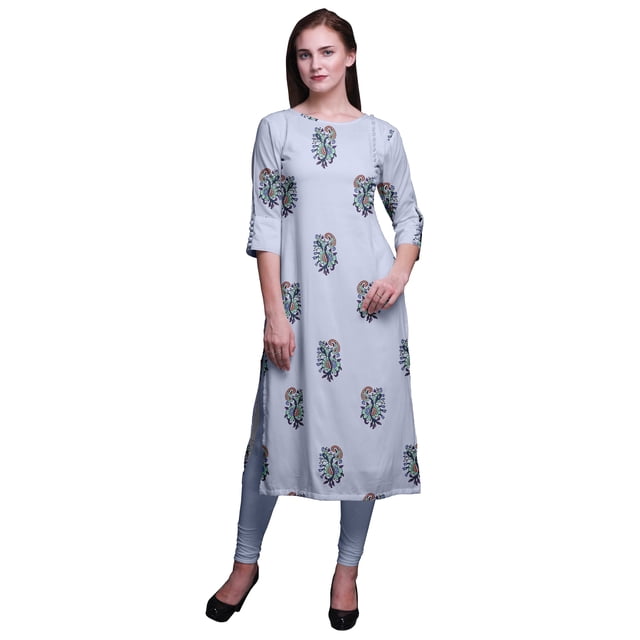 Bimba Kurta à Manches 3/4 Imprimée Kurti Droite Vêtements d'Été pour Femmes