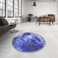 thumbnail image 4 of Ahgly Company Tapis d'Intérieur Lavable à la Machine, Carré, Transitionnel, Bleu, Tapis de Zone, 6 Pieds Carré, 4 of 7