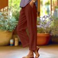 thumbnail image 2 of Dealovy Womens Cotton Linen Pants Plus Size Elastic High Waisted Solid Color Lightweight Summer Trousers, 2 of 6